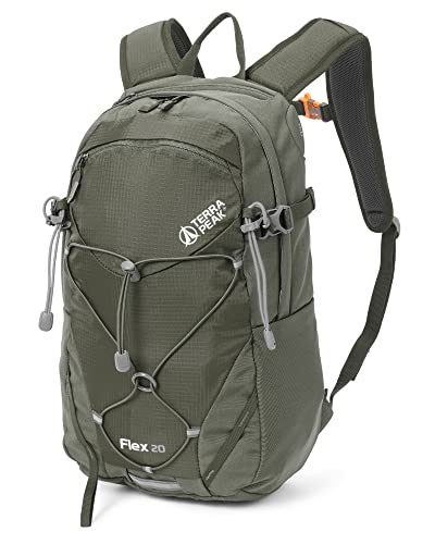 Terra Peak® Premium Wanderrucksack 20L (FLEX 20) Damen Herren Erwachsene klein olivegrün - Trekking-Rucksack wasserdicht - Daypack Rucksack & Reise-Ta