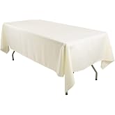 Sparkles Make It Special 10 pcs Ivory 60" x 126 Inch Polyester Tablecloth | Elegant polyester table covers, perfect for weddings, receptions, dinners, &amp; parties. Stain &amp; wrinkle-resistant.