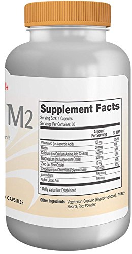 Blood Sugar Supplement for Diabetes and Pre-Diabetes Support - Includes: Vitamin C, Biotin, Calcium, Magnesium, Zinc, Chromium, Vanadium, and Alpha Lipoic Acid