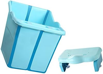 Yannuo Toddler Foldable Kids Bathtub,Sliding Baby Bathroom Shower. (blue)