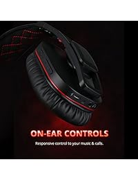 Auriculares de cancelación de ruido activa, ideaplay auriculares Bluetooth, Inalámbrico auriculares sobre la oreja con micrófono, auriculares apt X para TV, avión, Dual controladores de, 27 horas de tiempo de reproducción, color negro rojo