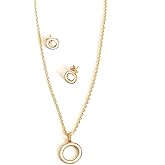Stainless Steel Minimalist Circle Jewelry Set, Gold Plated Necklace and Earrings, Modern Geometric Design