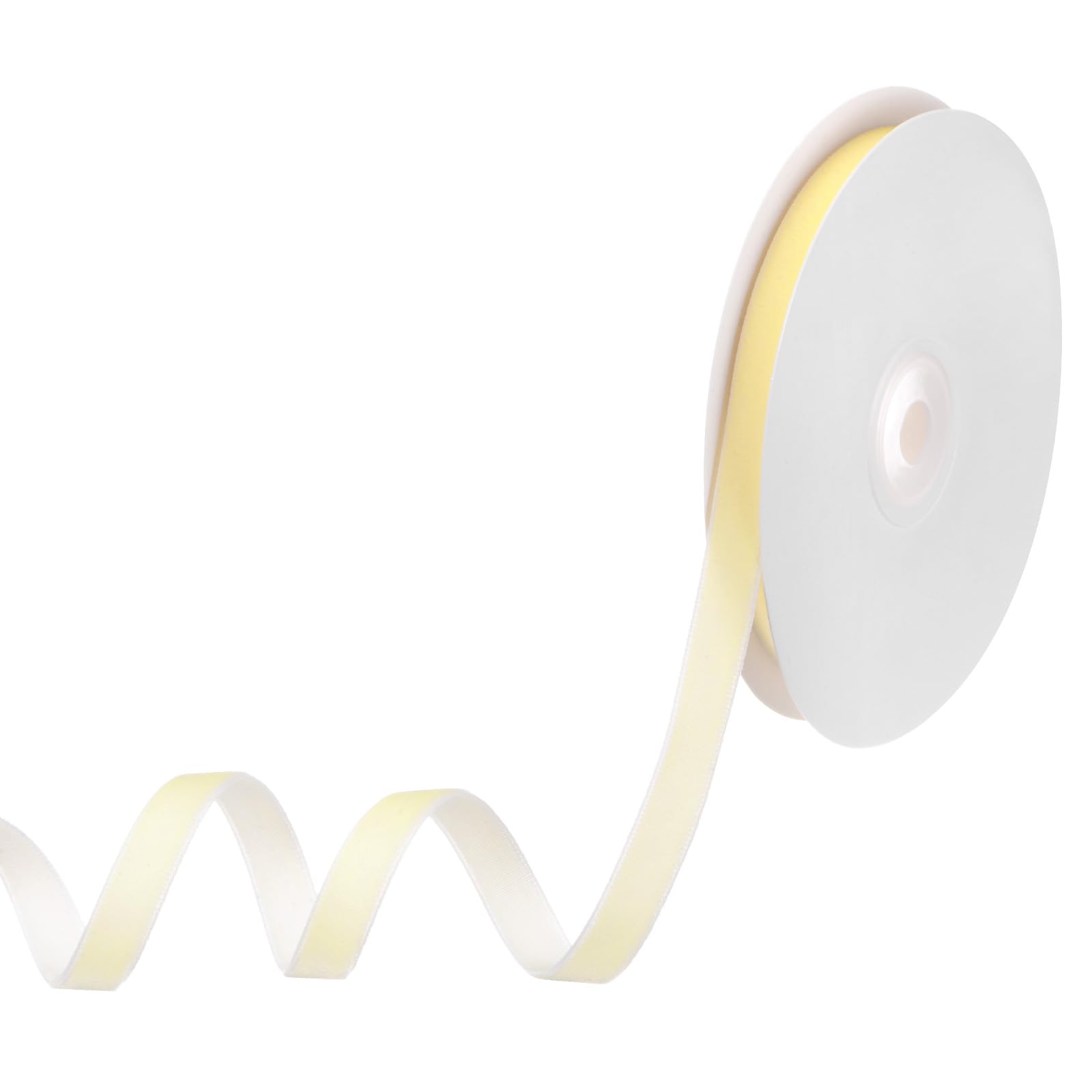 M METERXITY Light Yellow Velvet Ribbon, 10 Yards 3/8" Wide Nylon Single Face Thin Velvet Ribbon for Gift Wrapping Wedding Bouquet Hair Bows Wreath Decoration DIY Crafts Fabric Ribbons