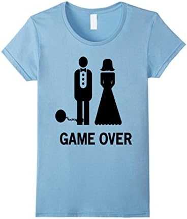 Womens Funny Couple Wedding Gift Game Over Tshirt Marriage Fun Gift Small Baby Blue