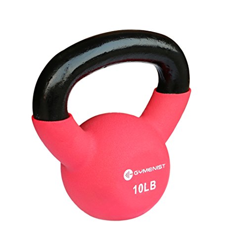 Gymenist Kettlebell Fitness Iron Weights With neoprene Coating Around The Bottom Half of The Metal Kettle Bell (10 LB)