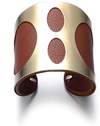 Luggage Vegan leather jewel cuff bracelet in gold tone