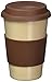 14oz 100% Organic Eco Friendly Reusable Travel Mug, To Go Takeaway Coffee Cup Brown, Biodegradable Material FDA Approved BPA Free, Leak Proof Silicone Lid & Heat Resistant Grip.Free Recipe ebook