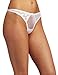 Carnival Womens Satin Lace Thong Panty, White, Large