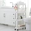 SPACEKEEPER-Storage-Trolley-4-Tier-Slim-Storage-Cart-Slide-Out-Rolling-Utility-Cart-Mobile-Shelving-Unit-Trolley-Organizer-Cart-for-Kitchen-Bathroom-Laundry-Office-Plastic-Stainless-Steel-White SPACEKEEPER Storage Trolley 4-Tier Slim Storage Cart Slide Out Rolling Utility Cart Mobile Shelving Unit Trolley…
