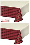2 Pack - Buffalo Plaid Red Lumberjack Plastic Table Cover 54 x 102 inches (Plus Party Planning Checklist by Mikes Super Store)