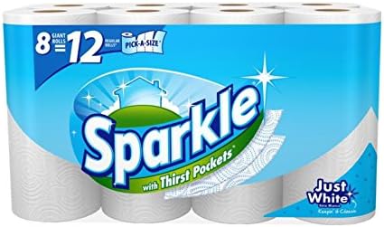 Sparkle Pick-A-Size Perforated Paper Towels, White, 107 Towels/ Roll, 8 rolls/pk