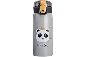 Garrafa Térmica Garrafinha Térmica Infantil Inox Canudo Trava 350 ml - Desenho Panda - TYDA