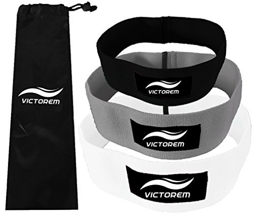 VICTOREM Booty Resistance Workout Hip Excercise Bands â€“ Cotton Fitness Loop Circle Exercise Legs & Butt - Activate Glutes & Thighs â€“ Thick, Wide, Cloth Bootie Training & Lifting, 80 Day Obsession