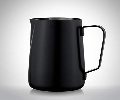 Luckly Shop 1234 Milk Pitcher Latte Art Milk Frothing Pitcher ffee Latte Art Cappuccino Stencils Plastic Plate Template （Capacity: 350ml） (Black)