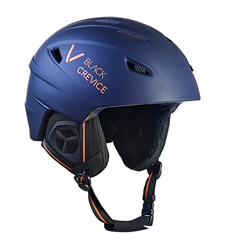 Black Crevice Adult Ski Helmet Stripe, Matt Navy/Orange, S