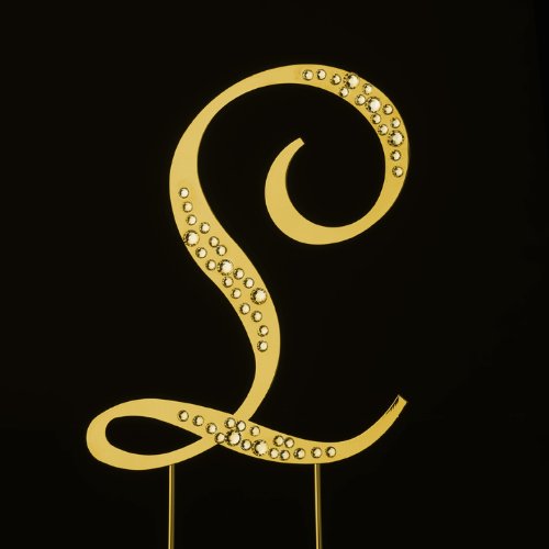 Click Here to See More Images RaeBella New York Swarovski Crystal Sparkle Cake Top Topper Gold LETTER L (LARGE)