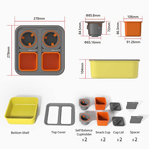 Zigtiger Self Balancing Cup Holder, Couch Organizer with Snake Bowls