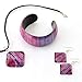 CHUVORA Hand Blown Glass Purple and Pink Square Pendant Necklace, 18 inches