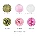 SUNBEAUTY Pack of 11 8''(20cm) Gold Pink White Paper Crafts Paper Honeycomb Balls Paper Lanterns Tissue Paper Pom Poms for Birthday Wedding Party Decoration