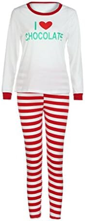IEason Women Top Women Family Matching Christmas Letter Pajamas Set Blouse +Santa Striped Pants (L, Red)