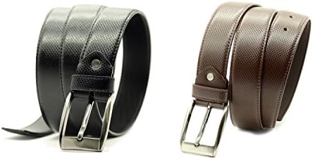 Men Genuine Leather Belt, Black &amp; Brown Colors, 1.25 inch and durable at Best price| Perfect gift (Combo)