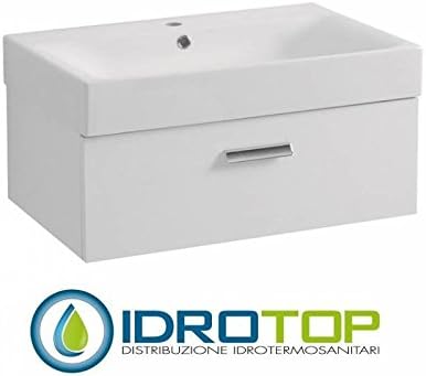 70 x 45 Ceramic Basin with 1 Drawer Mod.% White, Drain, Overflow and Fixings Sink Siphon White covalene
