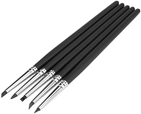 5pcs/Set Silicone Pottery Tools Soft Head Clay Pottery Moulding Pen Clay Modeling Sculpting Kits DIY Craft Tool for Clay Art Sculpture and Other Craft Projects(Black Head)