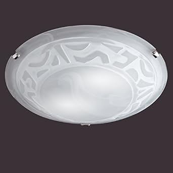 Deckenleuchte mit Dekorglas alabasterfarbig weiß, Durchmesser 40cm