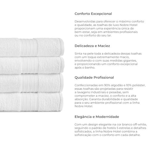 Kit 5 Toalhas de Piso para Hotel Luxo Grossa - Nobre (Branco)