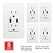 [5 Pack] SECKATECH 4.2A Smart High Speed Dual USB Charger Wall Outlet, 15A Tamper Resistant Outlet, Each Charging Receptacle with 10 Free Wall Plates-White (UL Listed)