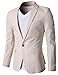 H2H Mens Slim Fit Suits Casual Solid Lightweight Blazer Jackets One Button Flap Pockets