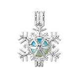 8pcs Christmas Snowflake Pearl Cage Bright Silver Beads Cage Locket Pendant Jewelry Making-for Oyster Pearls, Essential Oil Diffuser, Fun Gifts (Snowflake)