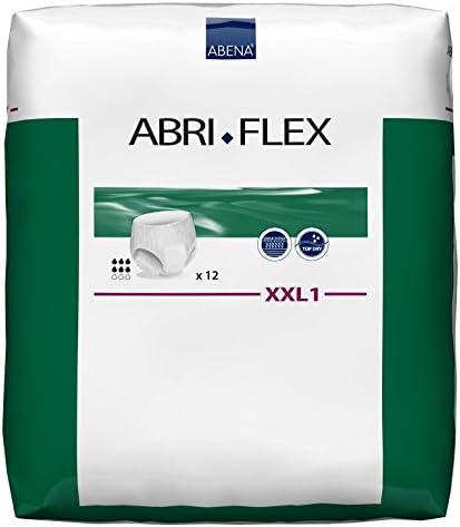 Abena Abri-Flex XXL1, All-In-One Pull-Up Incontinence Pad, Waist/Hip size 172-203 cm, 1450 ml Absorbency, Pack of 12