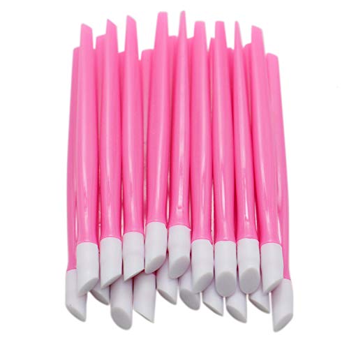 WEFOO 20PCS Plastic Handle Nail Art Tool Rubber Tipped Nail Cuticle Pusher and Nail Cleaner