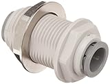 John Guest Acetal Copolymer Tube Fitting, Bulkhead Union, 1/2
