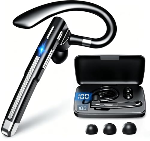 Cuffie Bluetooth 6.1 con cancellazione del rumore CVC8.0, doppio microfono, 100 ore di autonomia, connessione a due dispositivi, con scatola di ricarica LED, vivavoce, per auto, lavoro, ufficio