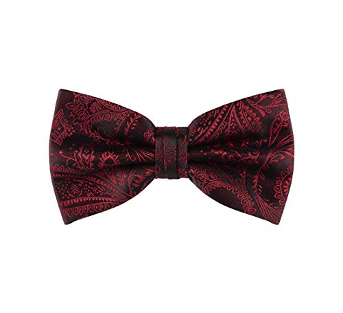 Tie G .5pcs Tie set in a gift box : Tie sets : Solid color Neck tie,Satin Bow tie,Pocket Square, Lapel, Cuffs link (Red,Black Pailsey) - Thumbnail 2