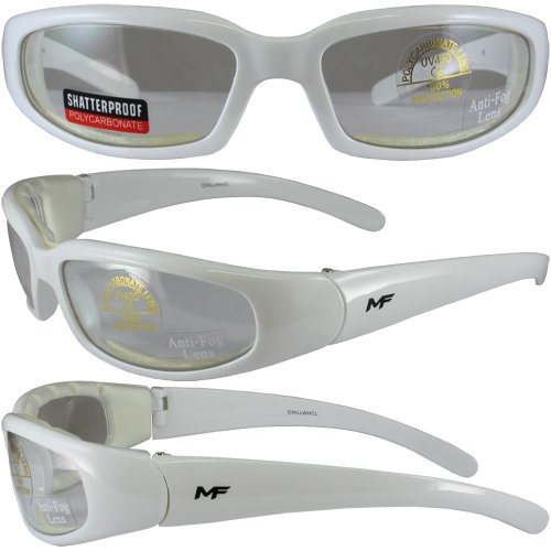 MotoFrames MF Chill Padded Motorcycle Sunglasses White Frames Clear Lenses