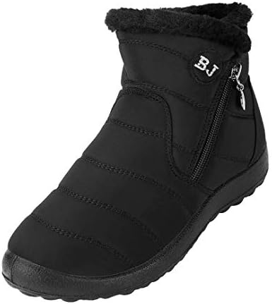 HAVINA Womens Warm Snow Boots Outdoor Fur Lining Winter Shoes Anti-Slip Lightweight Ankle Bootie Black 9 B(M) US