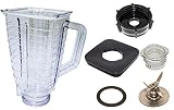 Blendin 5 Cup, Square Top Plastic Blender Jar, Complete, Compatible with Oster and Osterizer Blenders