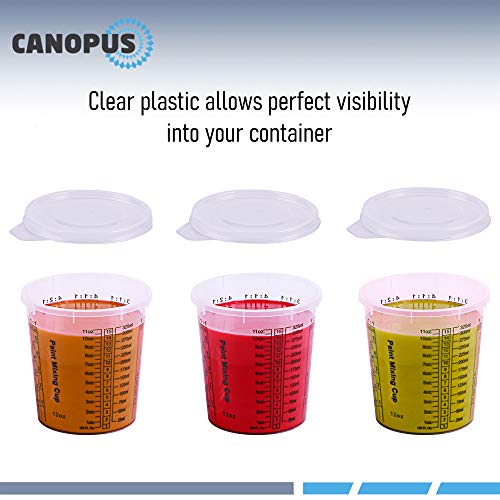 CANOPUS Paint Mixing Cups, Pack of 12 Cups with 3 Lids, 12fl oz