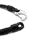 Three Keys Jewelry Mens Genuine Leather Braided Bracelet with Stainless Steel Clasp Leather Braided Bangle for Men Black High Polish
