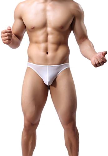 JIMEI3B Men's Sexy Underwear Thong G-String Low Rise T-Back Bikini Briefs Swimsuit (XL, White)