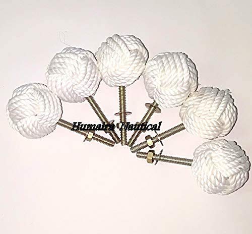 Samara Nautical Lot Of 6 Cabinet Knot Rope Knob/Jute Door Knobs Beach Seaside Home Decor Gift