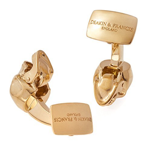 Deakin and Francis Yellow Gold Plated Skull Cufflinks