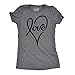 Womens Love Cursive Heart Design Cute Stylish T Shirt (Dark Heather Grey) - L