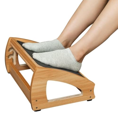 Photo 1 of StrongTek Ergonomic Under Desk Footrest, 3 Adjustable Heights Wooden Office Footrest, Large Anti-Slip Surface, Improves Posture and Blood Circulation, up to 400lbs (Natural)