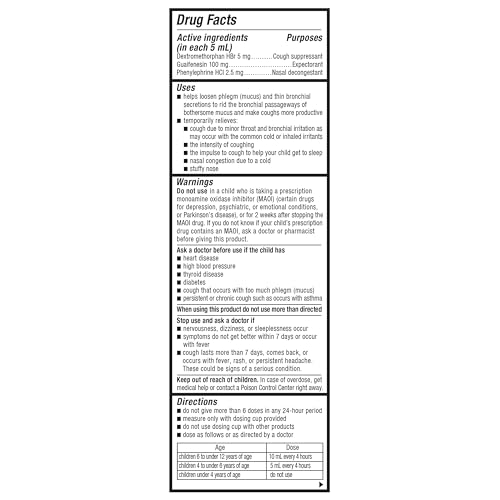 MUCINEX CHILDREN’S MULTI-SYMPTOM COLD MEDICINE, KIDS COUGH MEDICINE, MUCINEX KIDS MEDICINE/DECONGESTANT WITH DEXTROMETHORPHAN HBR, GUAIFENESIN, PHENYLEPHRINE HCL, VERY BERRY FLAVOR LIQUID, 4 FL OZ