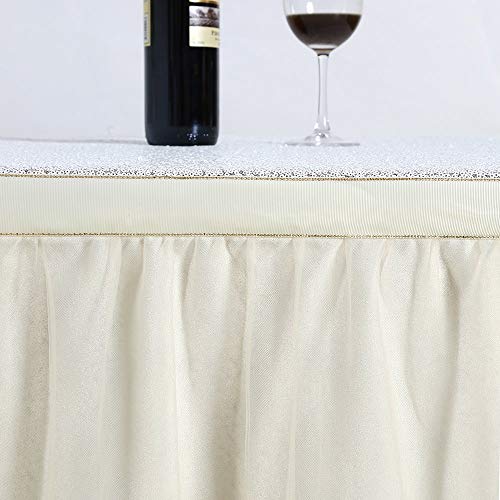 Fanqisi 3 Yard Ivory Romantic Tulle Table Skirt Wedding Event Party Anniversary Shower Bridal Reception Decor Cake Sweetheart Table Ballerina Birthday Decorations