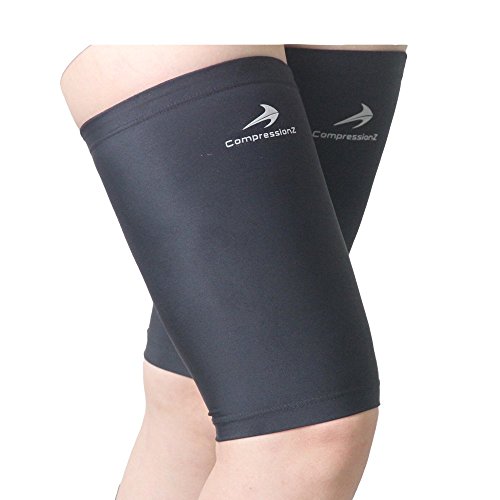 Thigh sleeves (1 pair - black m) compression quad/hamstring suppo…
